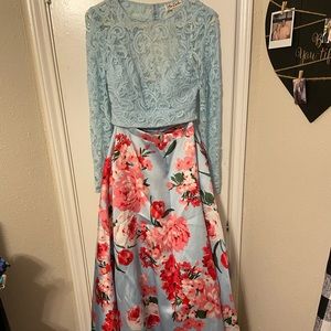 Blue floral Prom dress - Bee Darlin